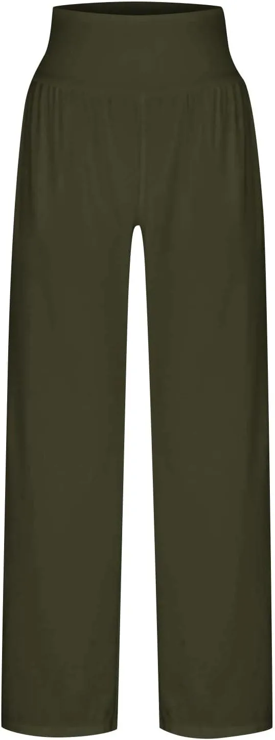 Wide Leg Yoga Pants for Women Casual Cozy Trousers High Waist Stretch Sweatpant Sport Athletic Lounge Pant with Pocket