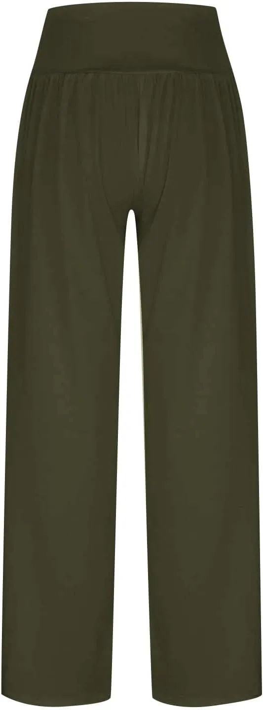 Wide Leg Yoga Pants for Women Casual Cozy Trousers High Waist Stretch Sweatpant Sport Athletic Lounge Pant with Pocket