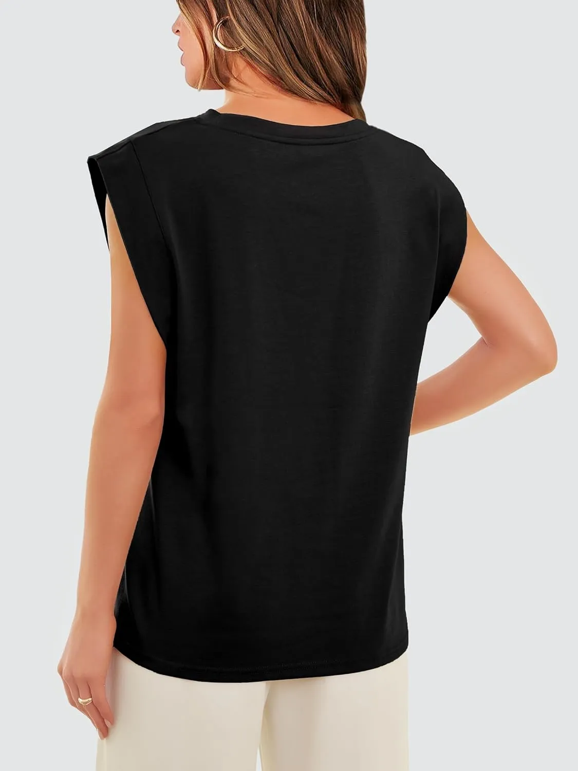 WIHOLL Cap Sleeve Tops for Women Summer Top Basic Tee Shirts Casual Tank Loose Fit 2025 Fashion