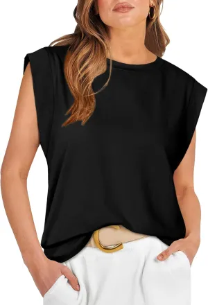 WIHOLL Cap Sleeve Tops for Women Summer Top Basic Tee Shirts Casual Tank Loose Fit 2025 Fashion
