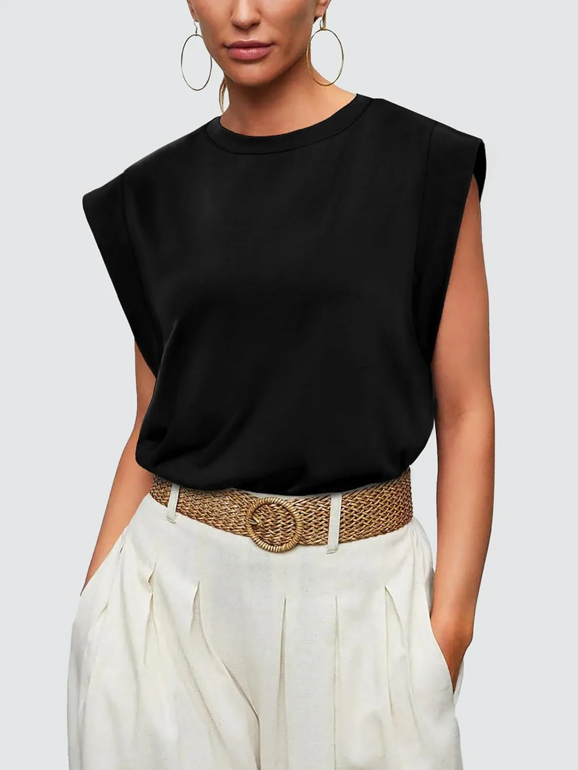 WIHOLL Cap Sleeve Tops for Women Summer Top Basic Tee Shirts Casual Tank Loose Fit 2025 Fashion