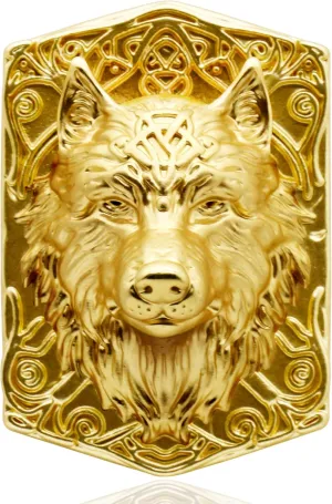 Wolf Viking Brooch Elegant Gold-Plated Wolf Head Brooch - Exquisite Animal Jewelry Accessory