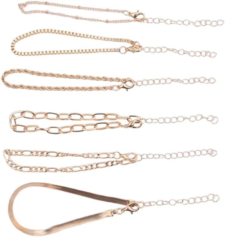 Women Gold Chain Bracelet Stack Danity Chunky Flat Cable Punk Bracelets Trendy Thin Stackable Bracelets for Women Adjustable Bangle Bracelet Gold Cute Bracelets for Women Mom