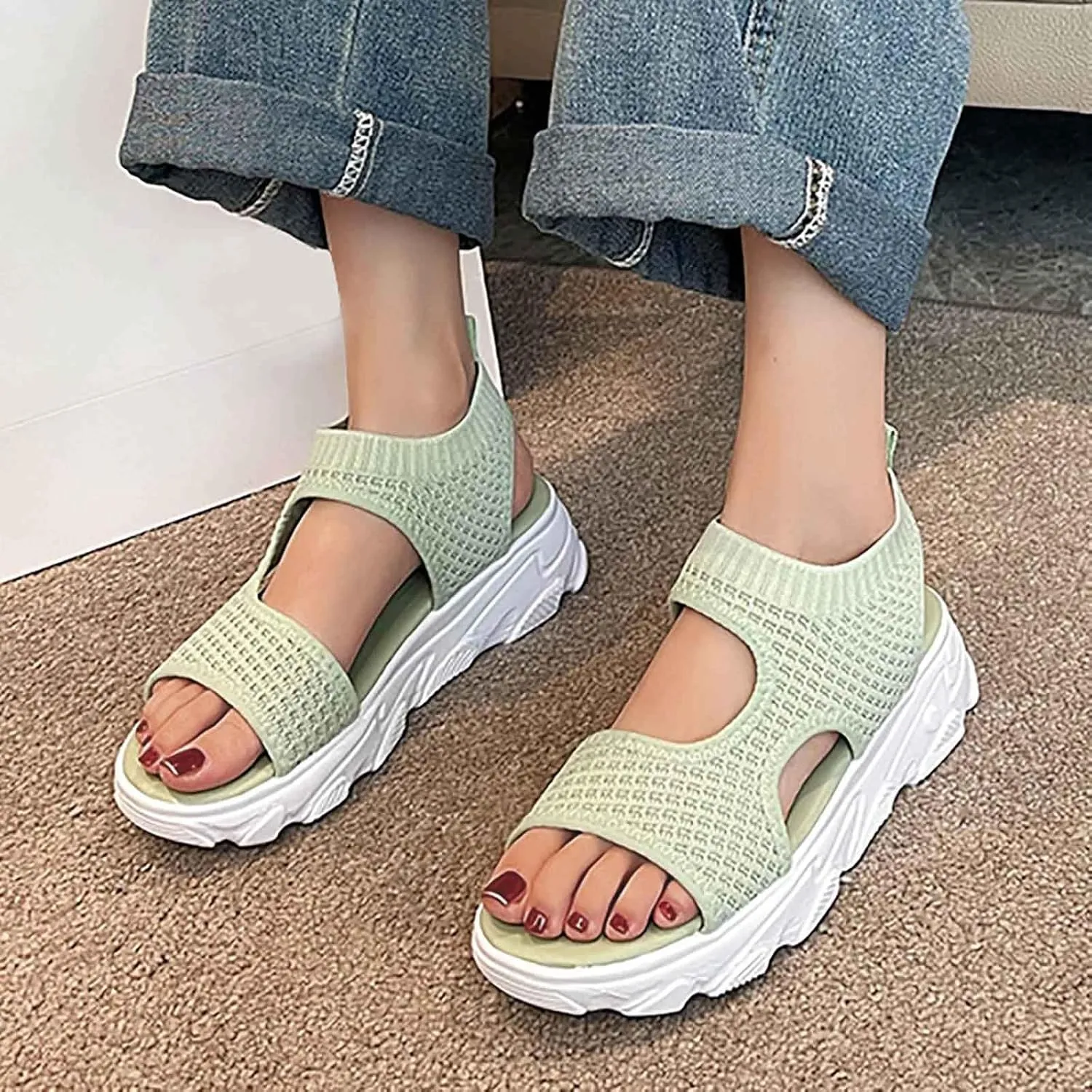 Women Wedge Sandals Comfortable Open-Toe Cork Casual & Dressy Summer Shoes Womens Low Wedges Platform Sandals