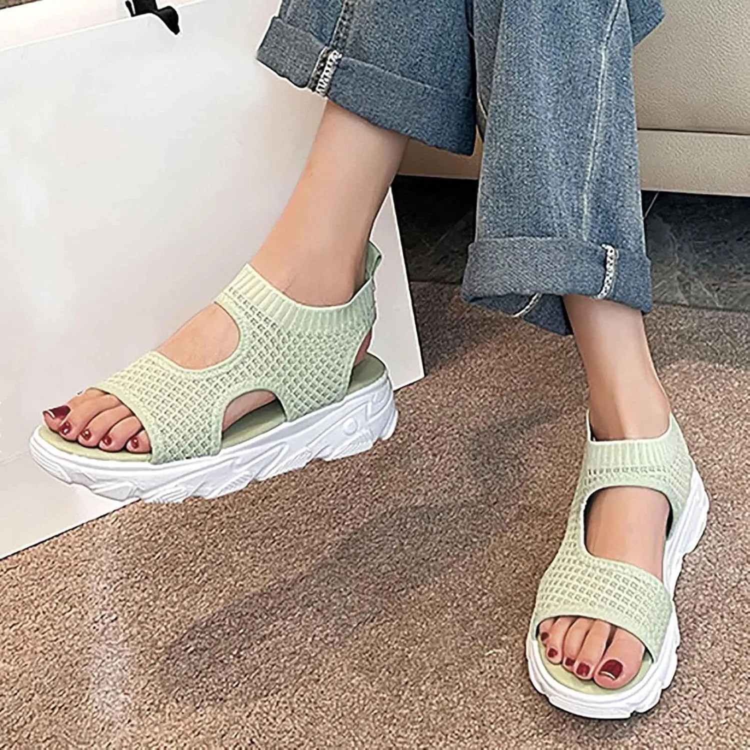 Women Wedge Sandals Comfortable Open-Toe Cork Casual & Dressy Summer Shoes Womens Low Wedges Platform Sandals