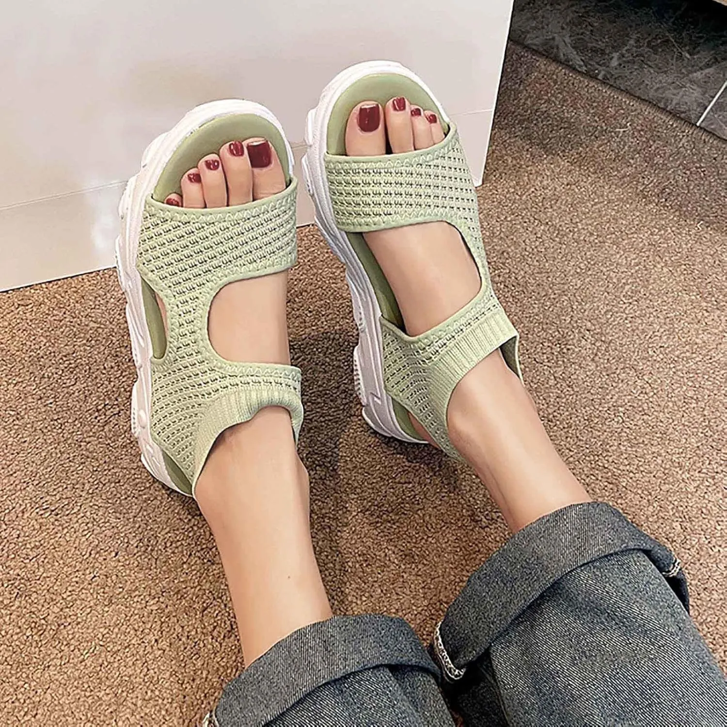 Women Wedge Sandals Comfortable Open-Toe Cork Casual & Dressy Summer Shoes Womens Low Wedges Platform Sandals