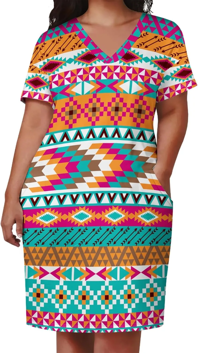 Womens African Dresses Sexy Casual T Shirt Dresses Oversized Baggy Summer Sundress