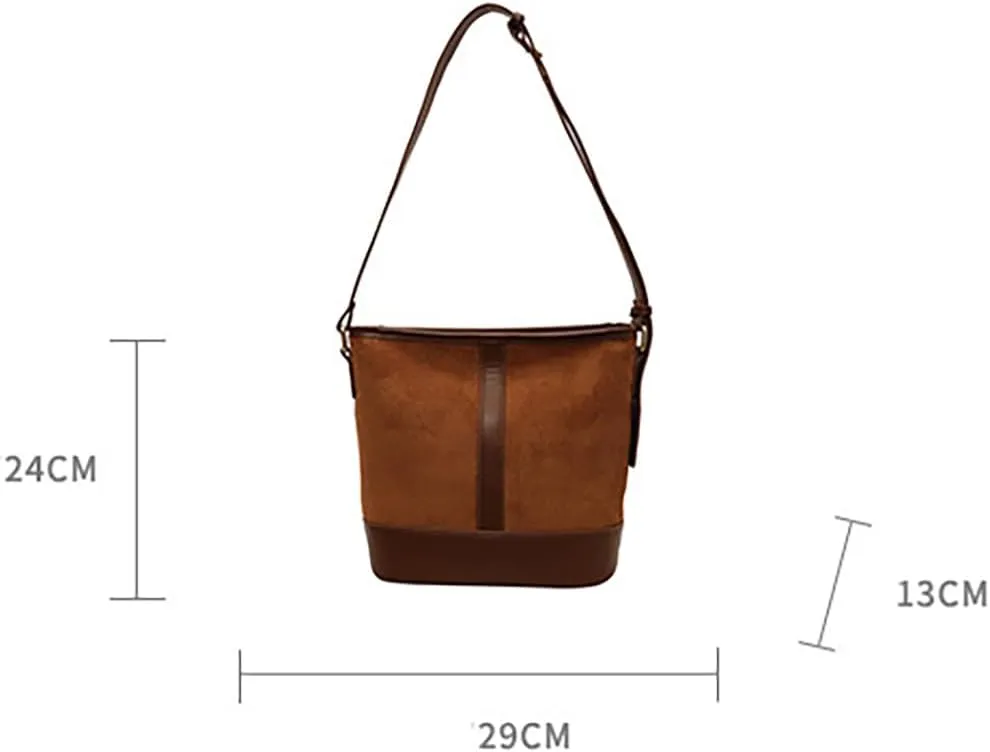 Women's Bucket Tote Bags Large Top Handle Satchel Handbags PU Leather Splicing Suede Shoulder Crossbody Purses