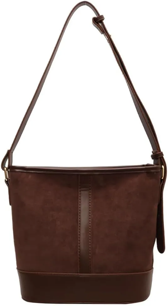 Women's Bucket Tote Bags Large Top Handle Satchel Handbags PU Leather Splicing Suede Shoulder Crossbody Purses