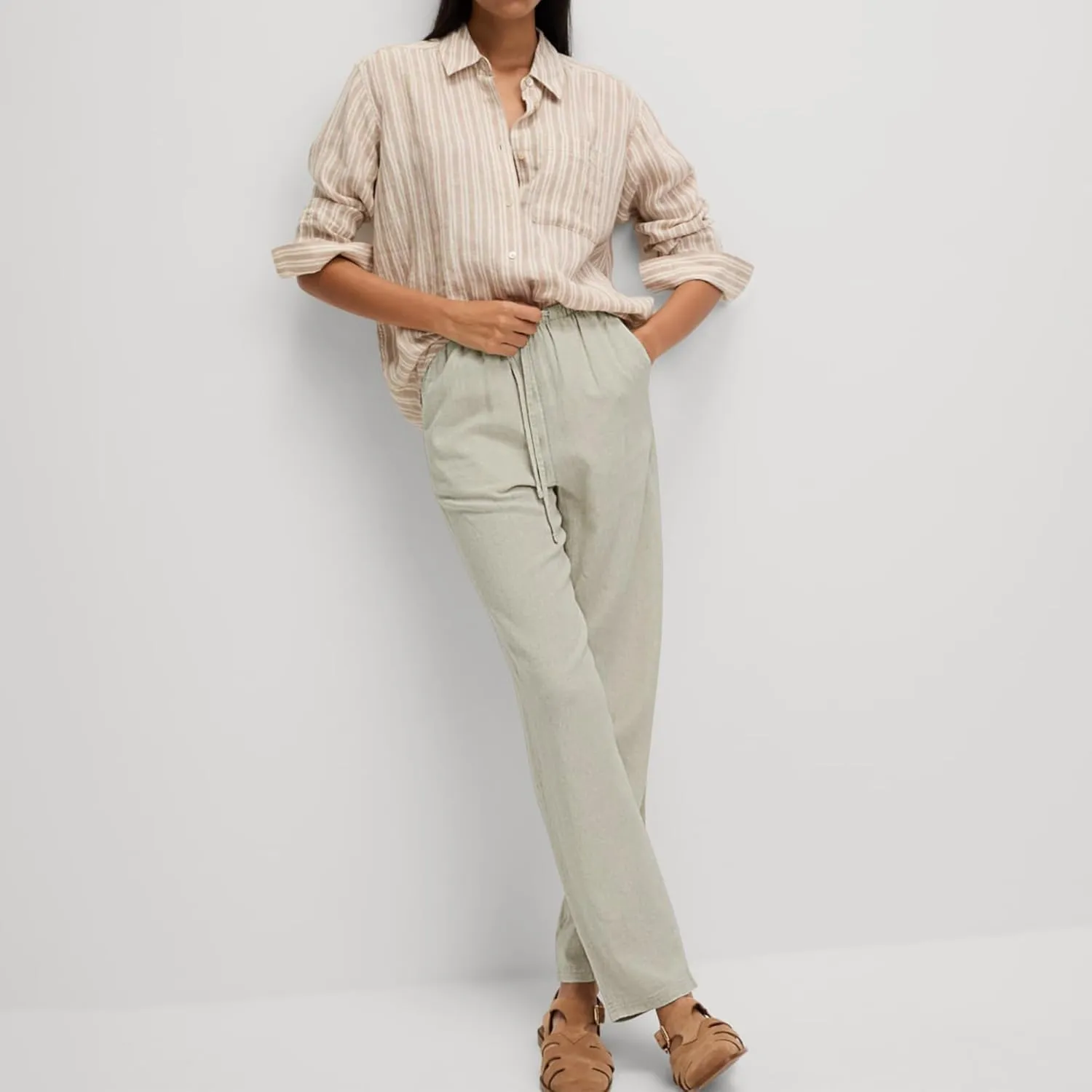 Women's High Waist Ankle Pants, Relaxed Tapered Cropped Trousers with Side Pockets, Fit for Casual Wear