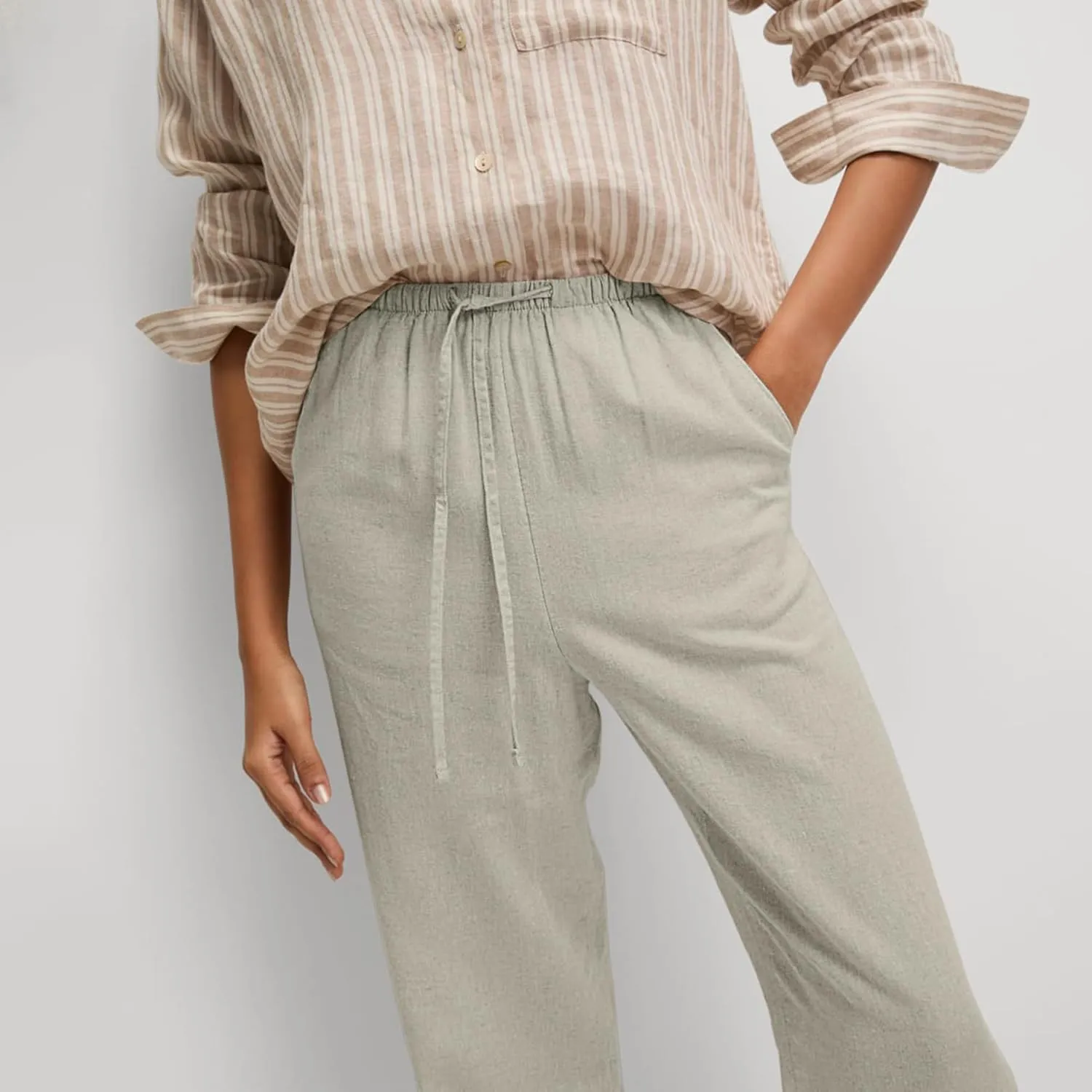 Women's High Waist Ankle Pants, Relaxed Tapered Cropped Trousers with Side Pockets, Fit for Casual Wear