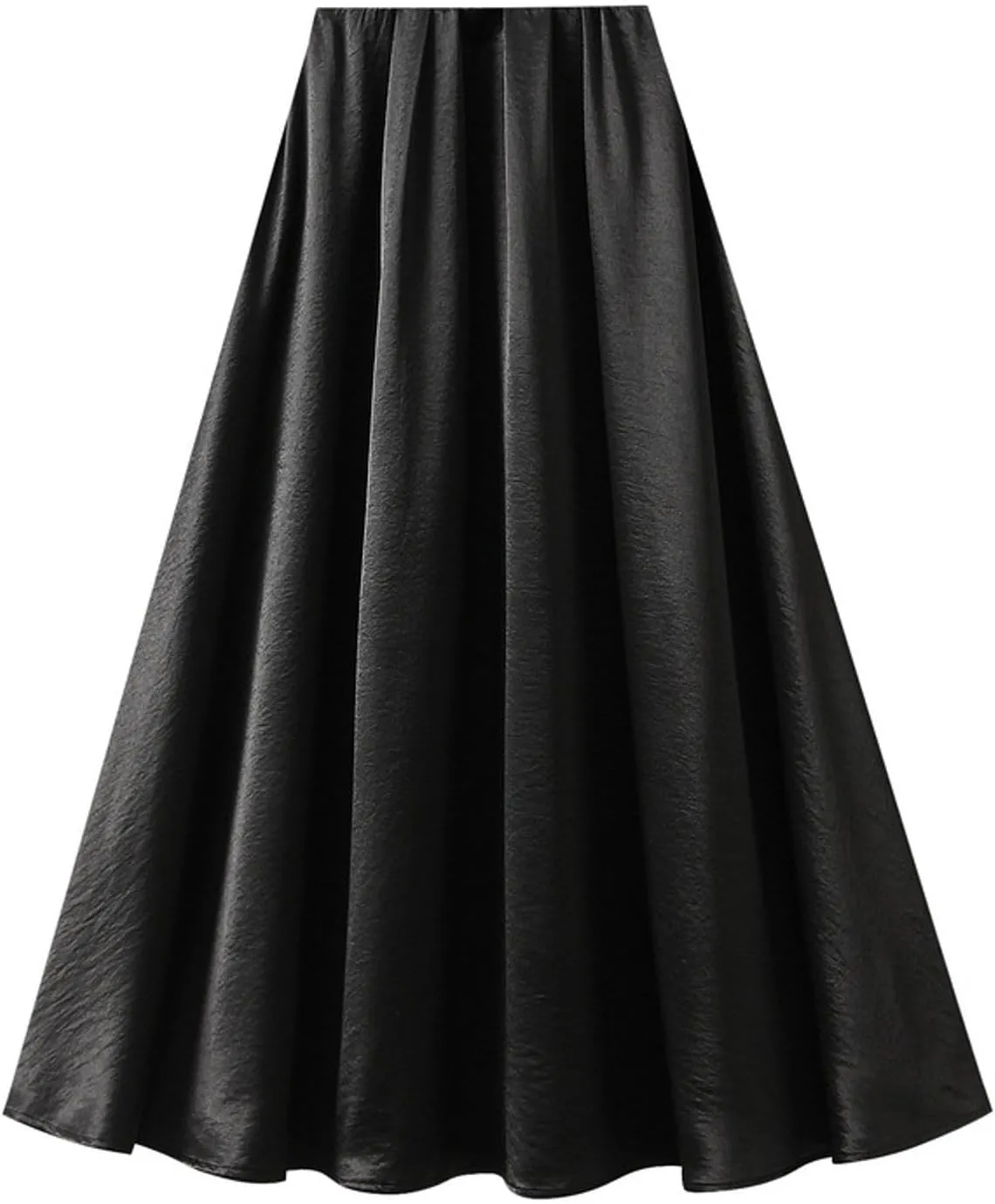 Women's High-Waisted Satin A-Line Pleated Skirt Midi Summer Skirt for Wedding Guest Office Party Casual Outfits