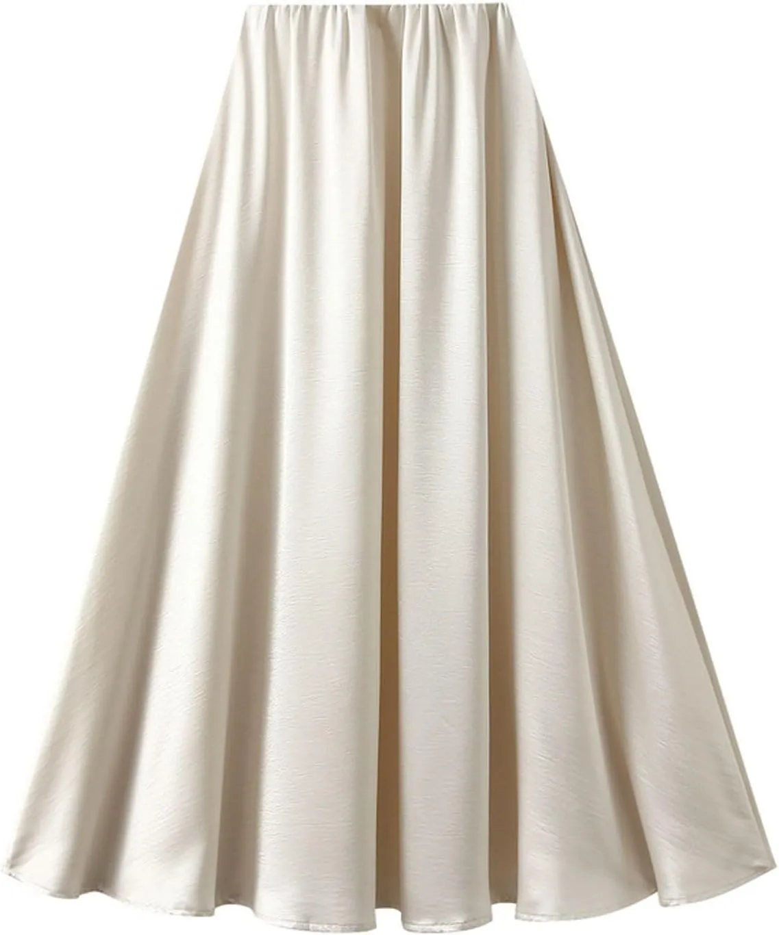 Women's High-Waisted Satin A-Line Pleated Skirt Midi Summer Skirt for Wedding Guest Office Party Casual Outfits