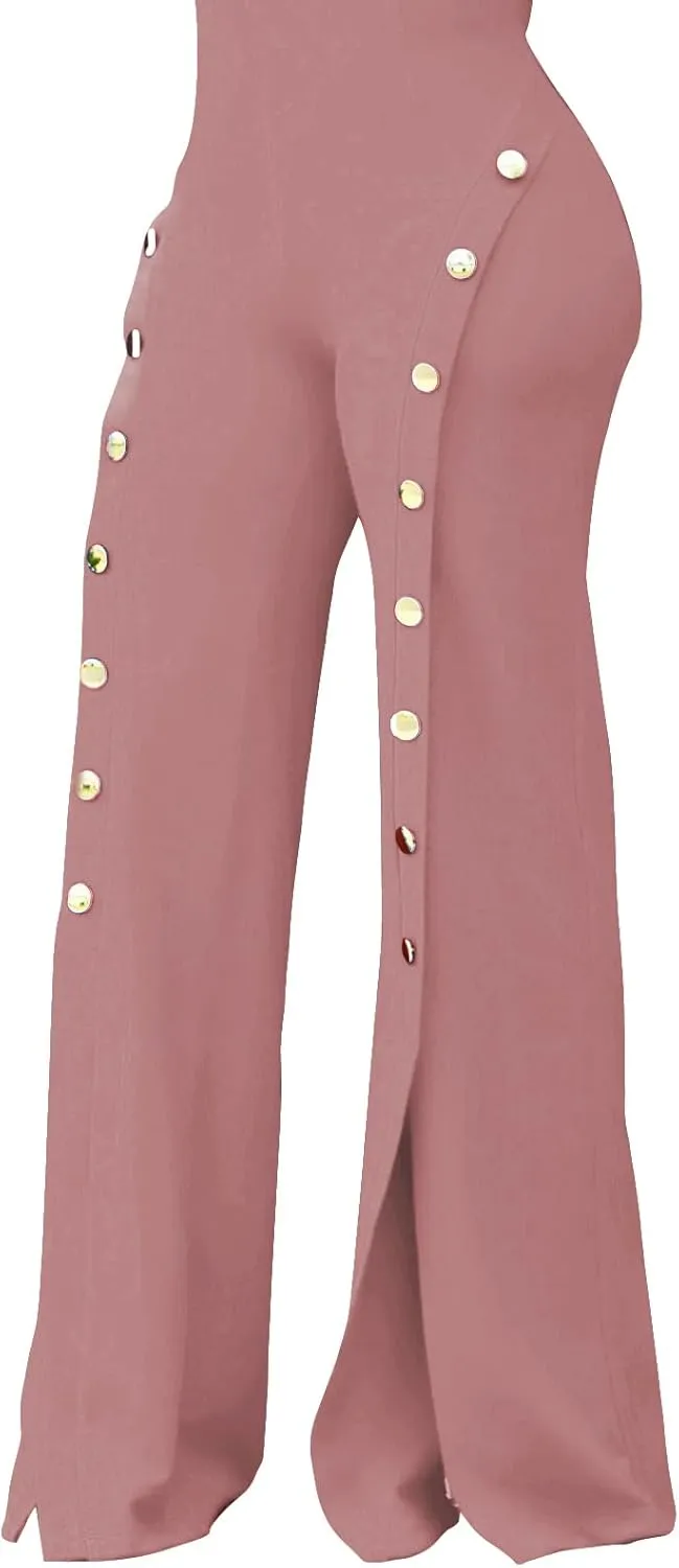 Women's High Waisted Stretchy Bootcut Pull On Dress Pants Casual Work Pants Curves Trousers