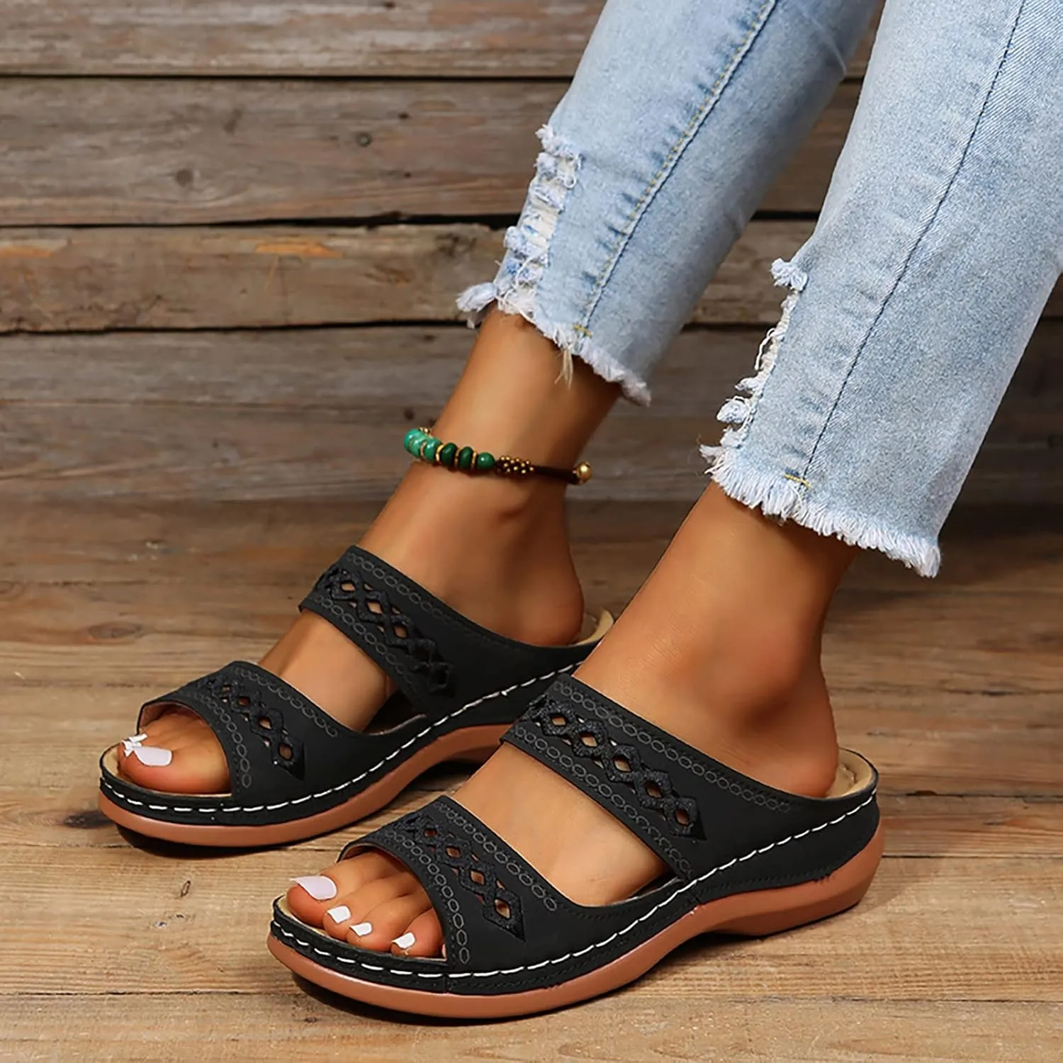 Women's Sandals Summer Outdoor Camping Walking Beach Sandals Orthopedic Sandals Women's Platform Wedge Sandals