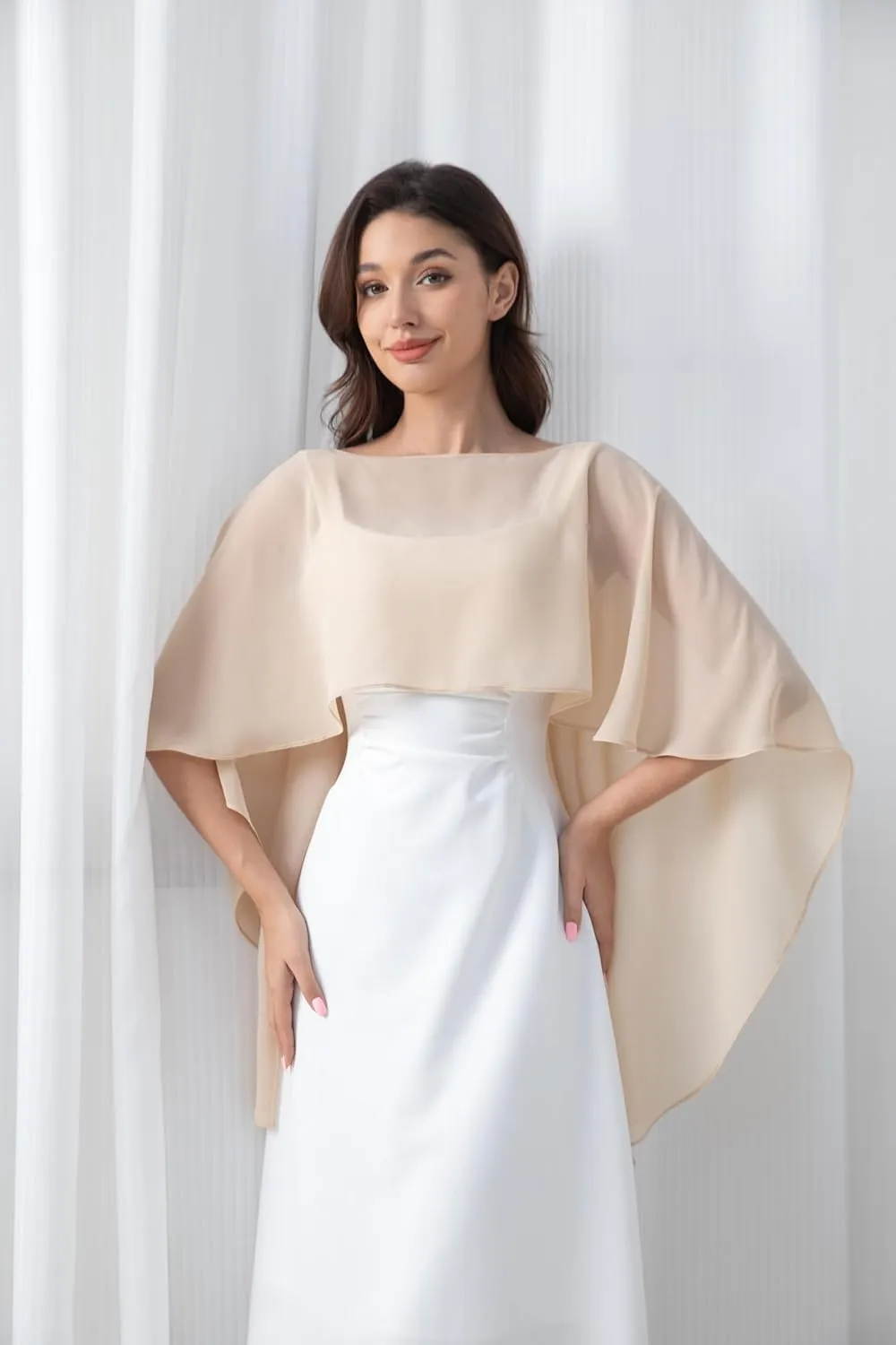 Women's Soft Chiffon Shawl Wraps Shrug for Evening Dress Wedding Cape Cover Up 1920s Shawl