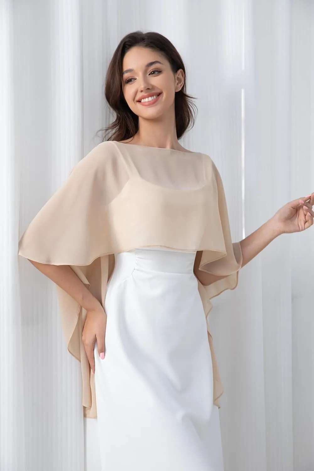 Women's Soft Chiffon Shawl Wraps Shrug for Evening Dress Wedding Cape Cover Up 1920s Shawl