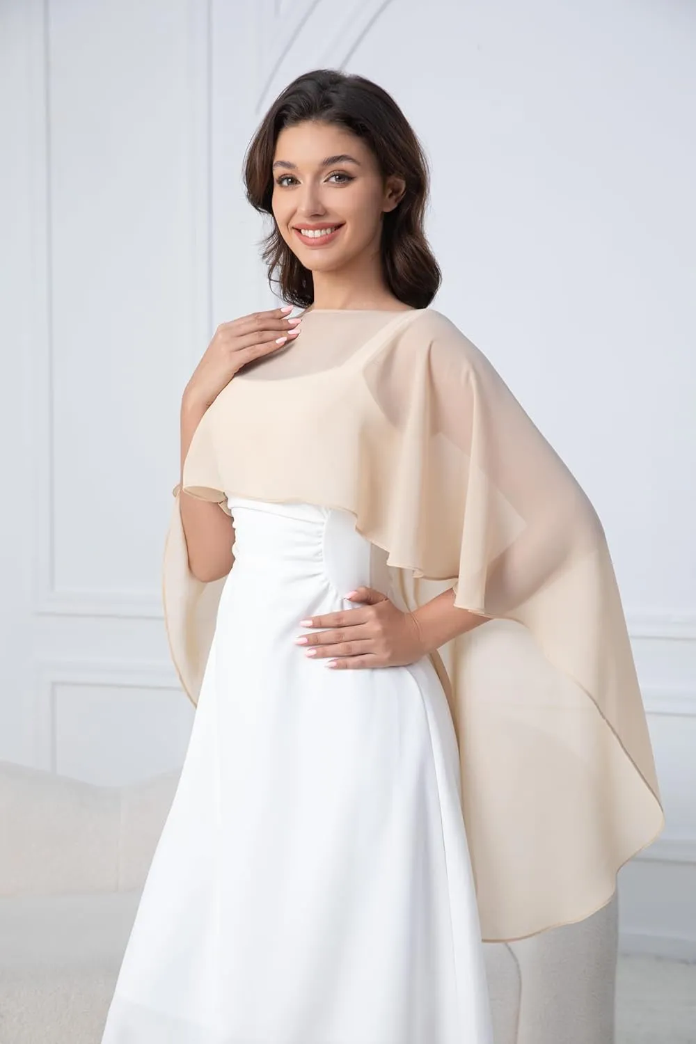 Women's Soft Chiffon Shawl Wraps Shrug for Evening Dress Wedding Cape Cover Up 1920s Shawl