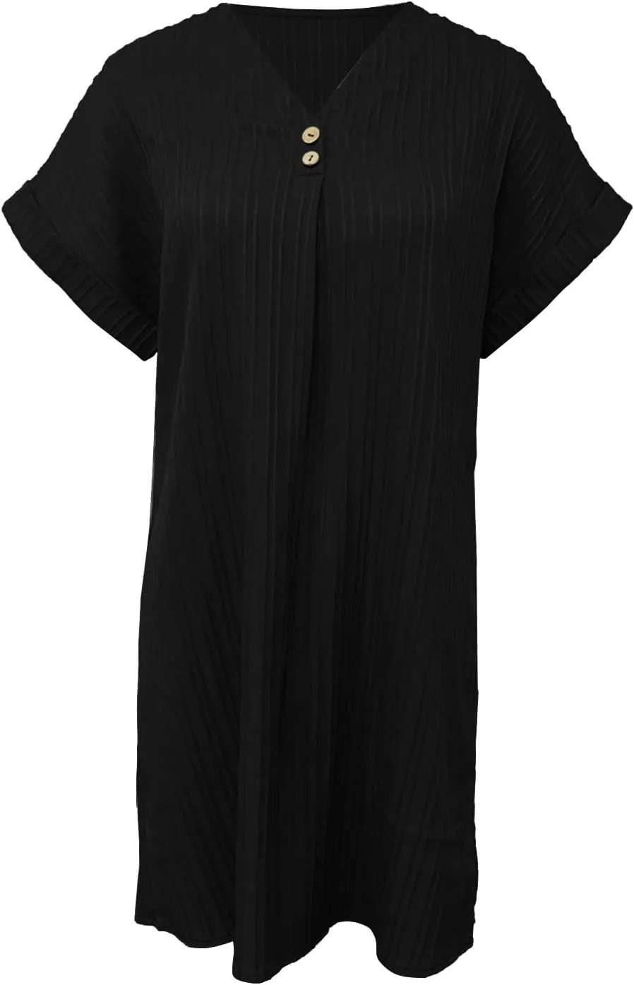 Women's Summer Casual T Shirt Dresses Short Sleeve Button Down Swing Dress, XX-Large, Green