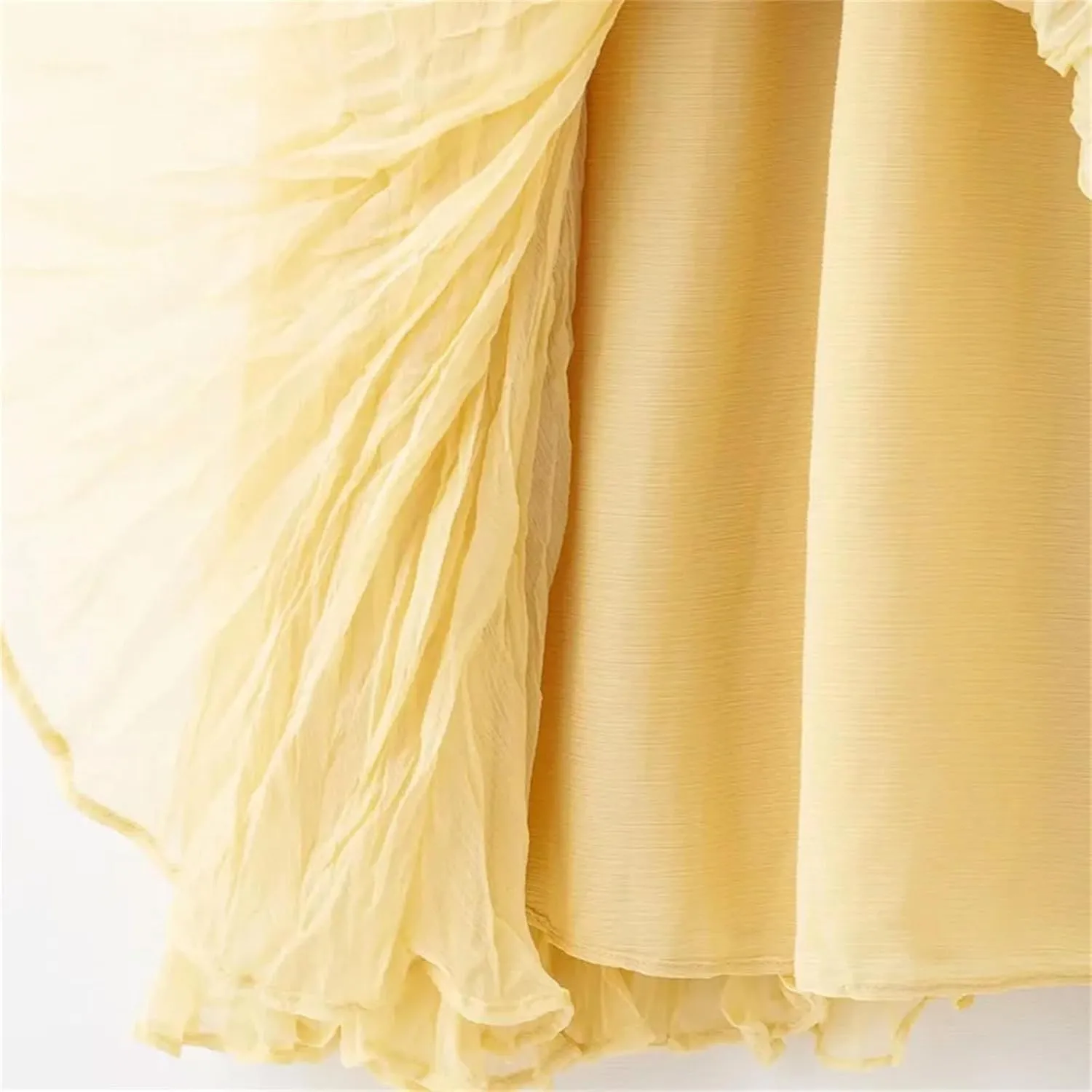 Women's Summer Chiffon Pleated Long Skirt 2025 Ruffled Mid Waist Elegant High Street Maxi Skirts