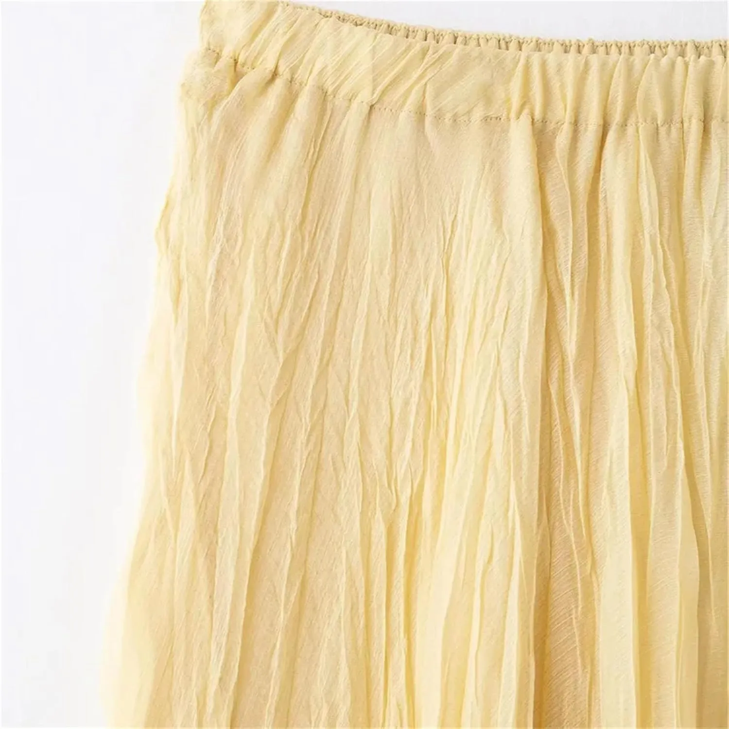 Women's Summer Chiffon Pleated Long Skirt 2025 Ruffled Mid Waist Elegant High Street Maxi Skirts