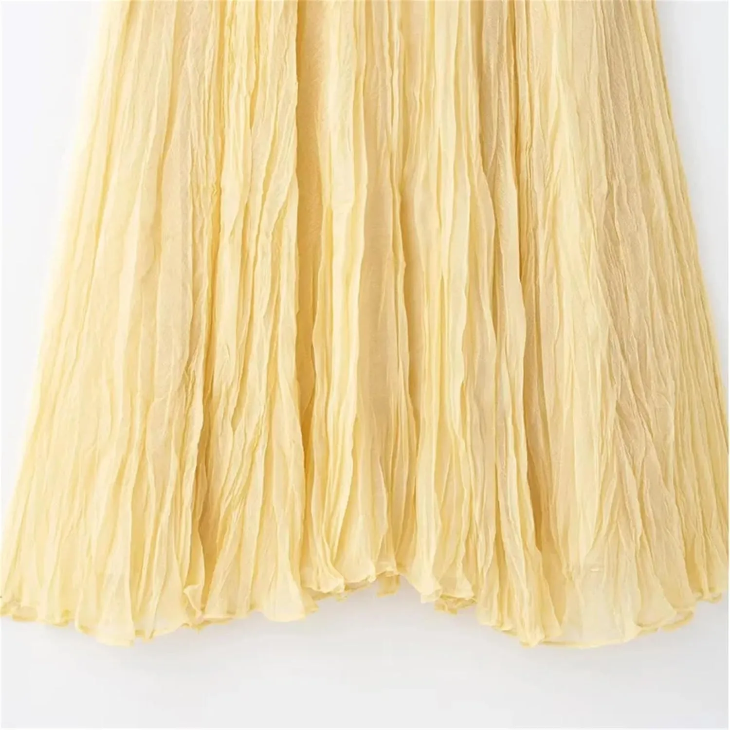 Women's Summer Chiffon Pleated Long Skirt 2025 Ruffled Mid Waist Elegant High Street Maxi Skirts
