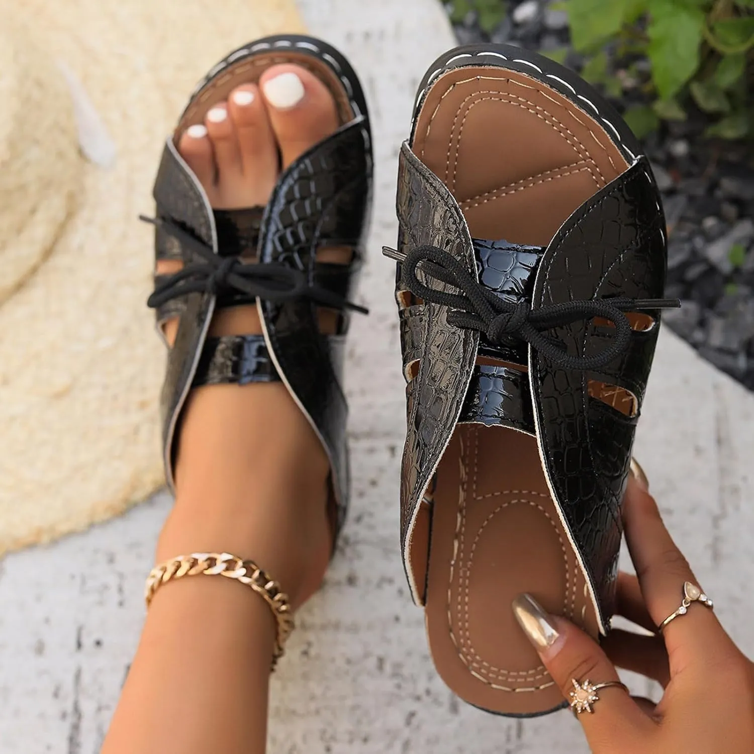 Women's Temperament Platform Sandals Comfortable Outdoor Walking Sandal Orthopedic Sandals with Arch Support