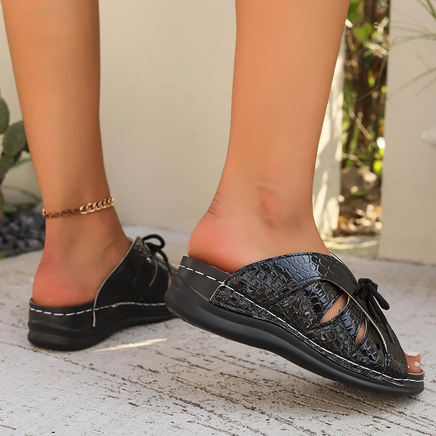 Women's Temperament Platform Sandals Comfortable Outdoor Walking Sandal Orthopedic Sandals with Arch Support