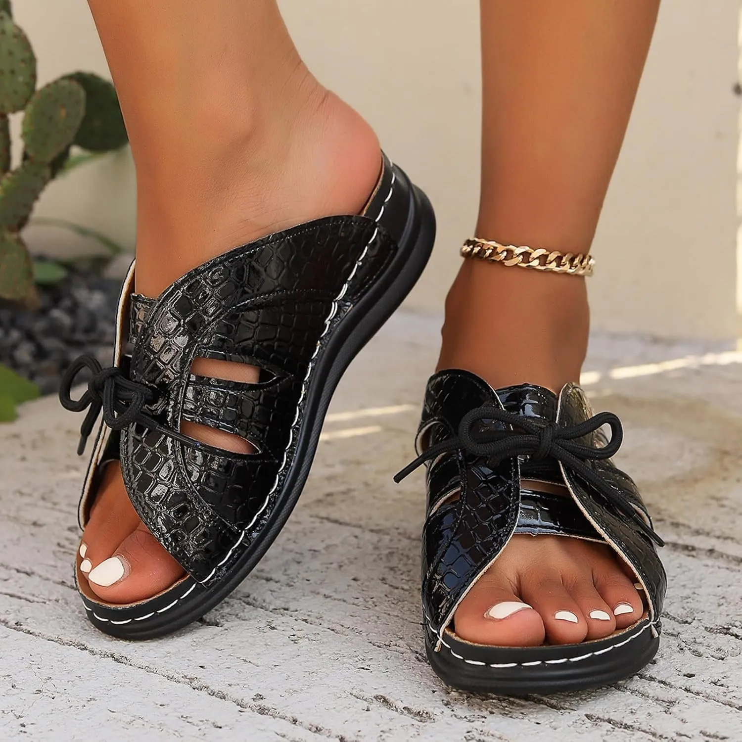 Women's Temperament Platform Sandals Comfortable Outdoor Walking Sandal Orthopedic Sandals with Arch Support