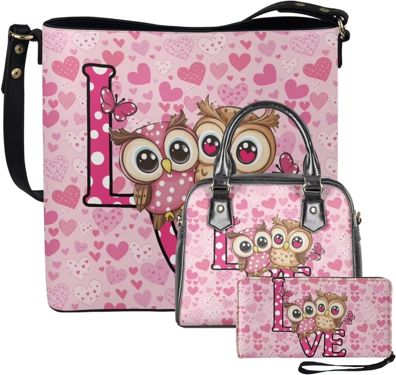 Women's Tote Bag Cross Body Purse and Matching Wallet 3 Piece Handbags Set PU Leather Hobo Bags for Women