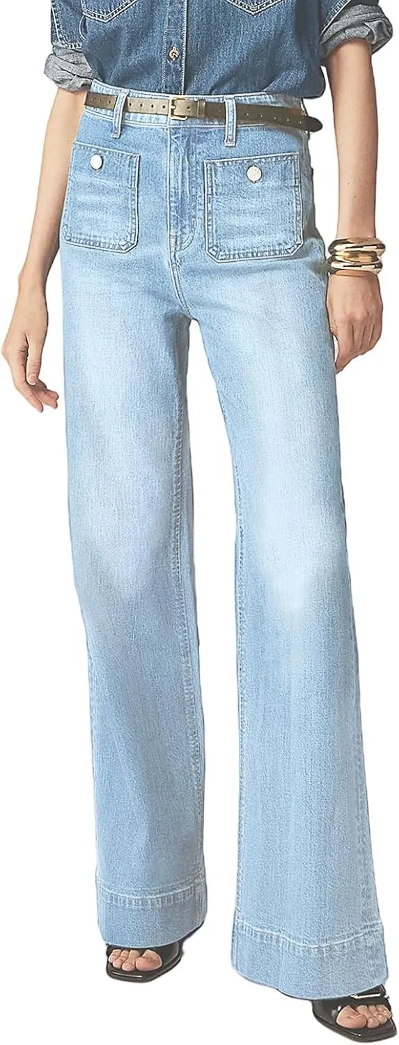 Womens Wide Leg Jeans High Waisted Casual Baggy Jean for Women Stretch Denim Pants with Pockets