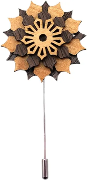 Wood Lapel Flower Wooden Boutonniere Brooch Floral Lapel Pin Handmade Jewelry for Wedding Corsage Suit Accessories