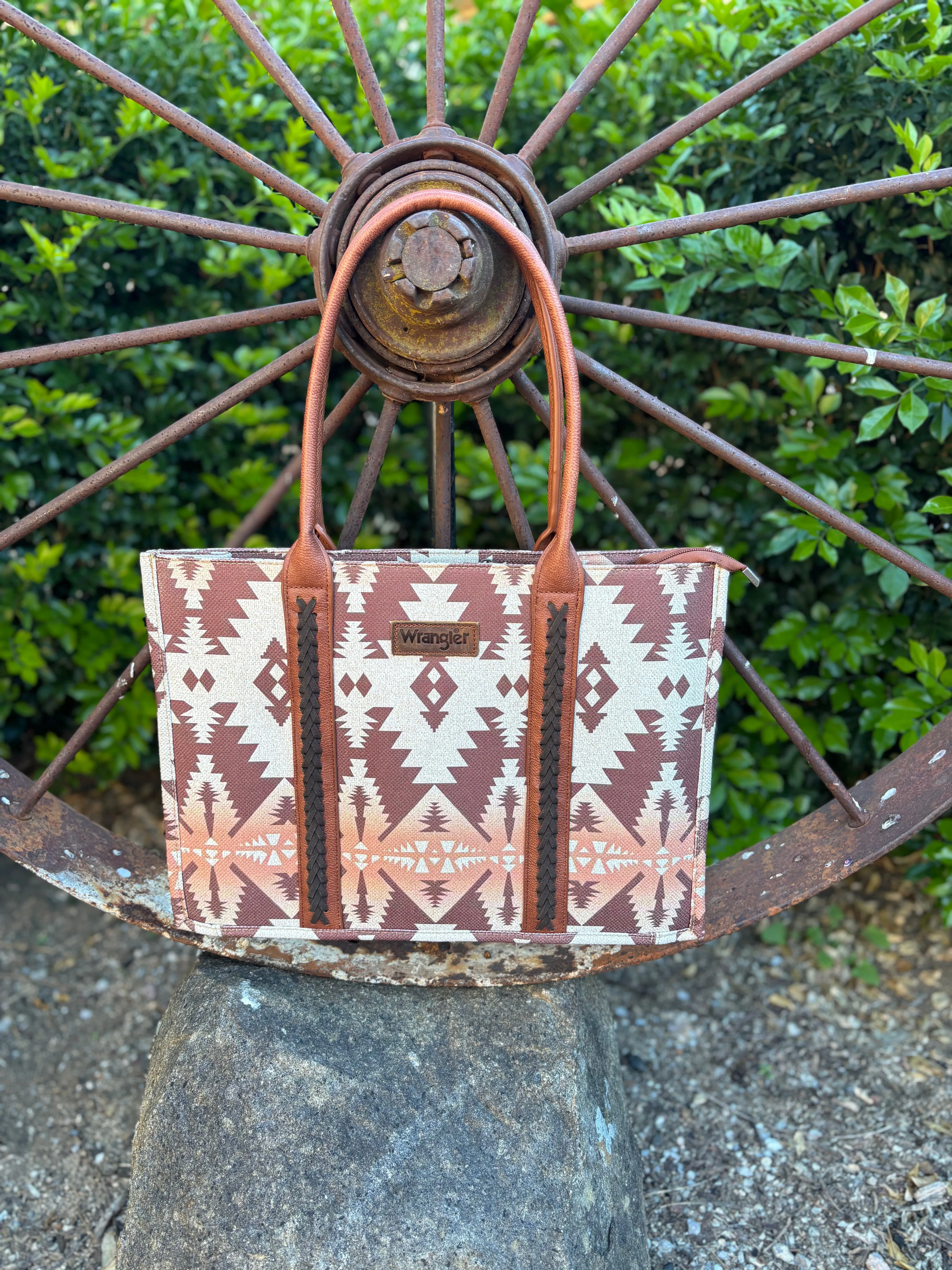 Wrangler Southwestern Wide Canvas Tote - Light Coffee