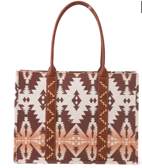 Wrangler Southwestern Wide Canvas Tote - Light Coffee