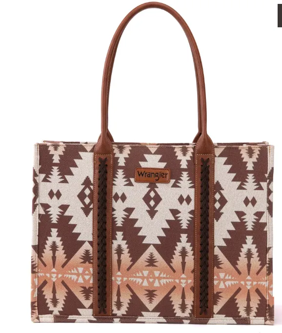 Wrangler Southwestern Wide Canvas Tote - Light Coffee