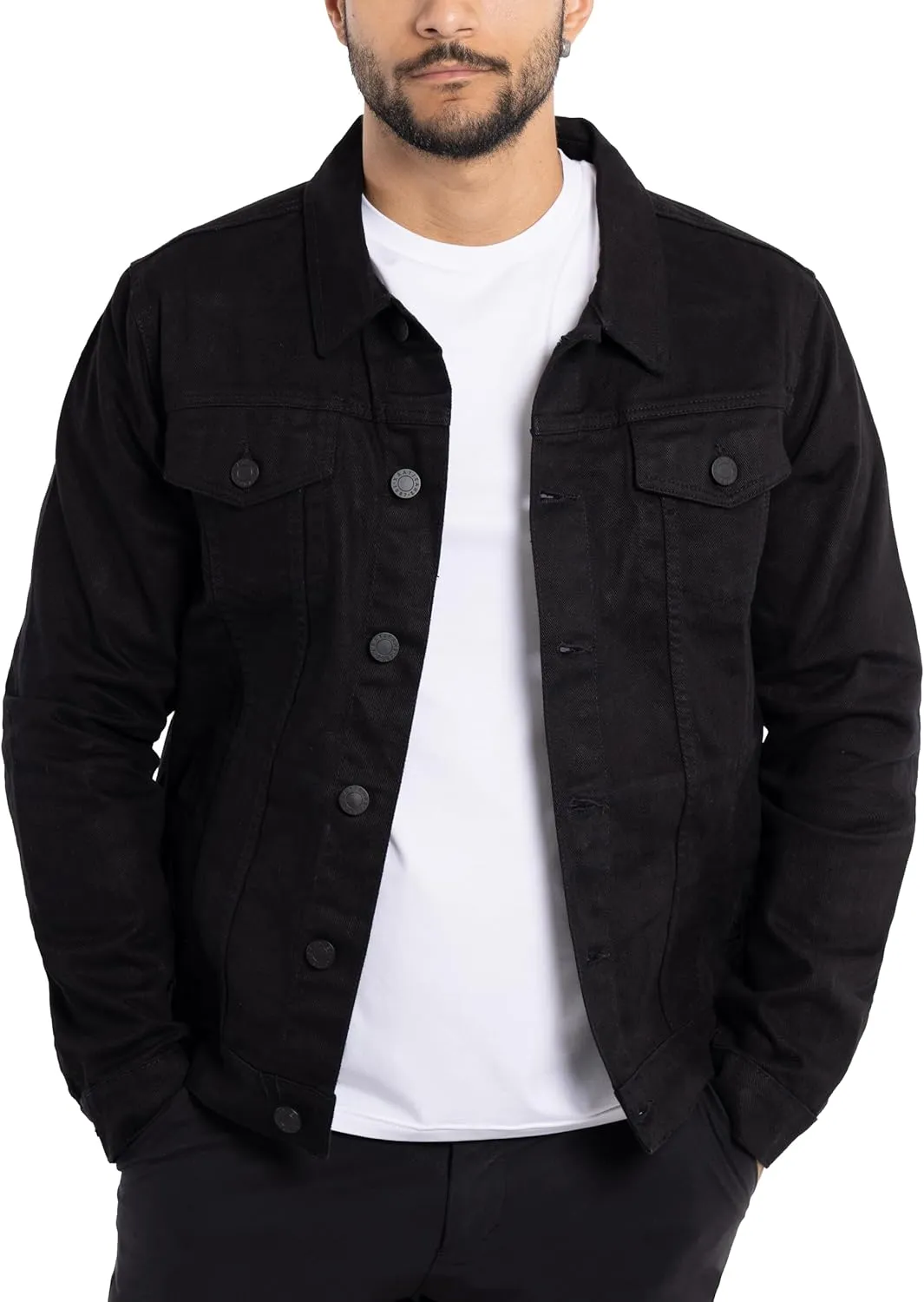 X RAY Mens Denim Jacket, Washed Ripped Distressed Flex Stretch Casual Trucker Biker Jeans Jacket for Men