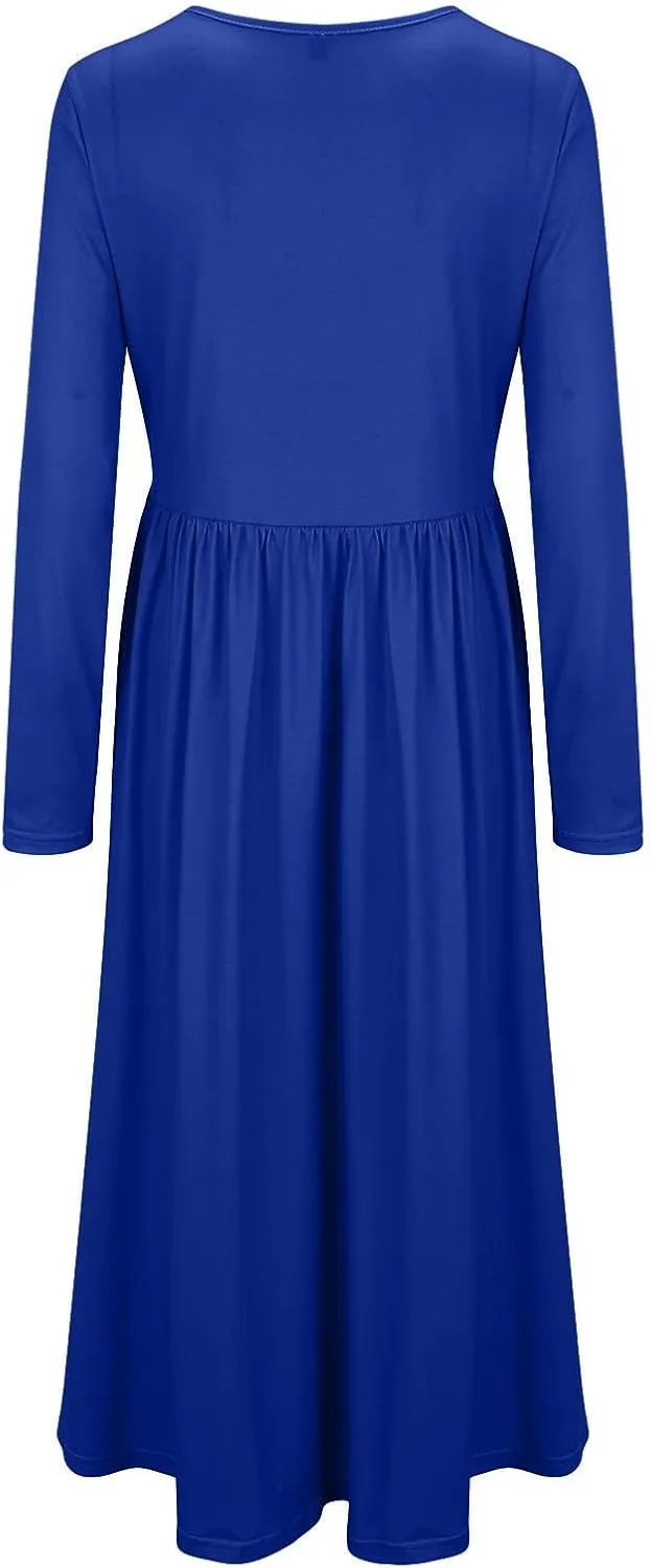 XOWRTE 3/4 Sleeve Tshirt Dress for Women 2024 Casual Plus Size Fall Midi Dress Boho Loose Flowy Long Dresses with Pockets