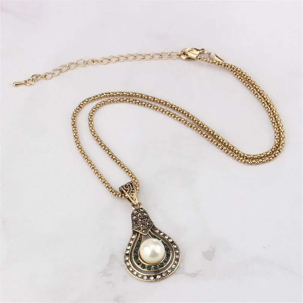 YAZILIND Vintage Women's Party Banquet Imitation Pearls Pendant Necklace Earrings Rings Elegant Wedding Bridal Jewelry Set