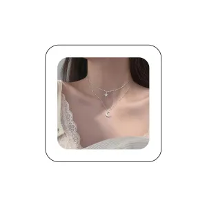 YienDoo Boho Layered Star Moon Choker Necklace Chain Silver Crescent Octagram Star Pendant Necklace Funky Rhinestone Moon Necklaces Stars Choker Stacked Necklaces Jewelry for Women