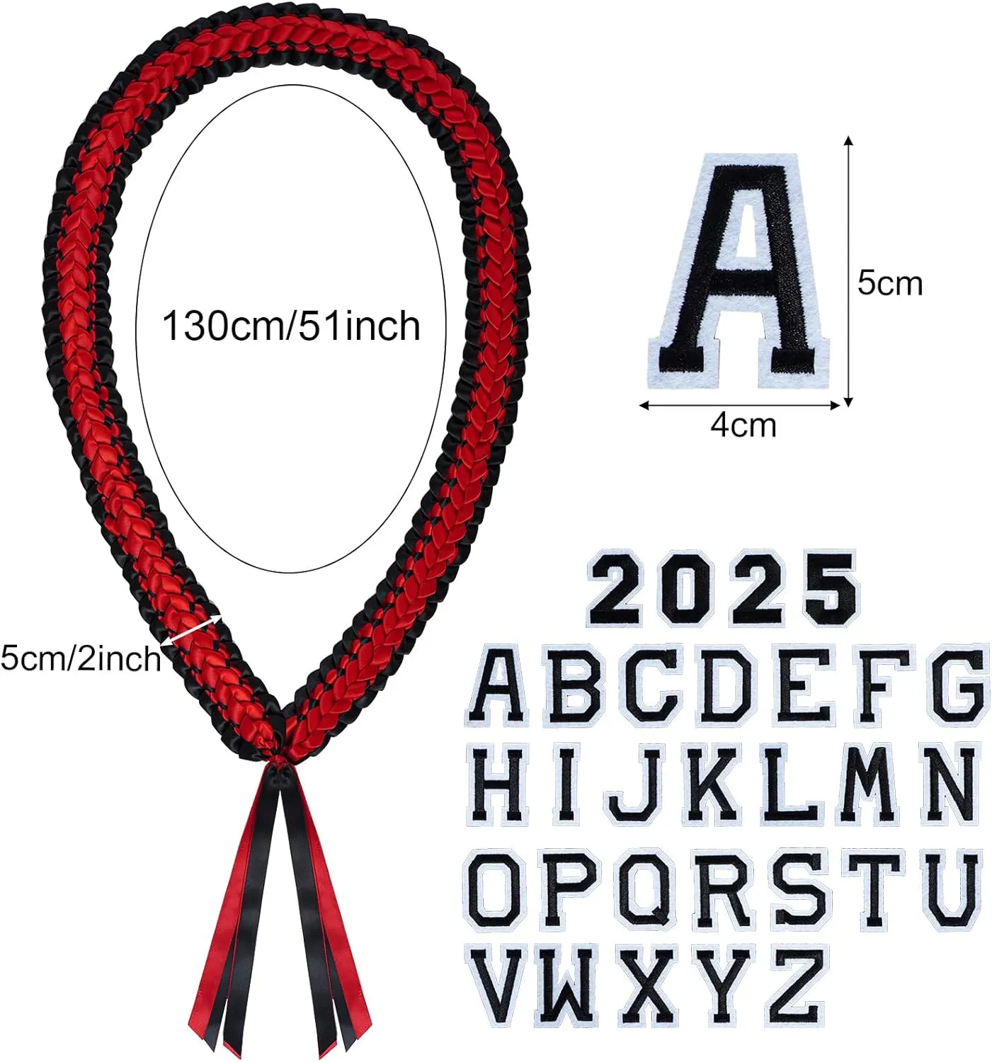 Yolyoo Graduation Ribbon Lei Necklace Grad Braided with Ribbon Bow for Graduation Gift