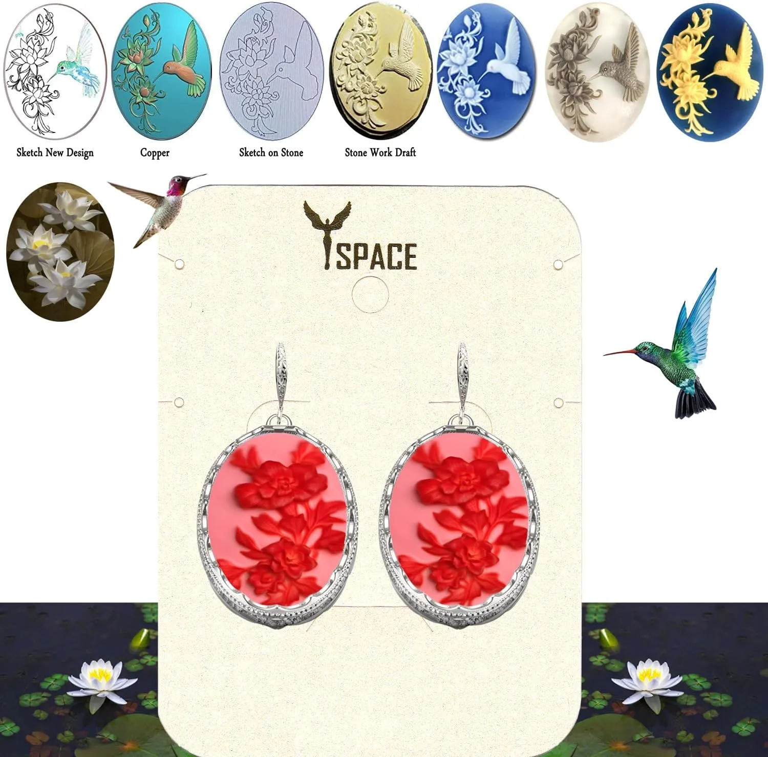 Yspace Vintage Style Handmade Cameo Earrings - Lightweight and Trendy for Everyday Wear Includes Message card Sticker