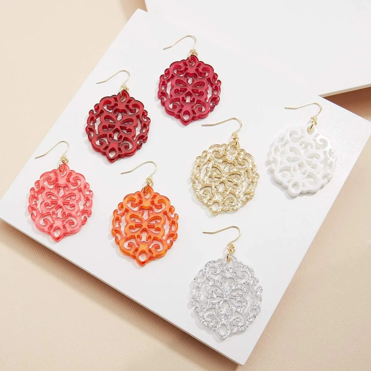ZENZII Acrylic Resin Earrings for Women Girls Statement Geometric Modern Pattern Acetate Drop and Dangle Earrings Fashion Jewelry