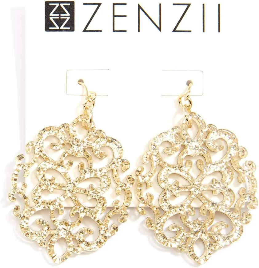 ZENZII Acrylic Resin Earrings for Women Girls Statement Geometric Modern Pattern Acetate Drop and Dangle Earrings Fashion Jewelry