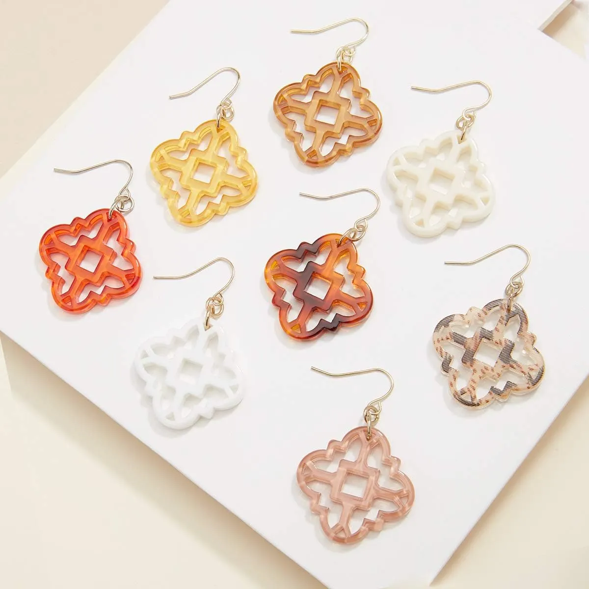 ZENZII Modern Mosaic Acrylic Resin Drop Dangle Earrings for Women Fashion Jewelry