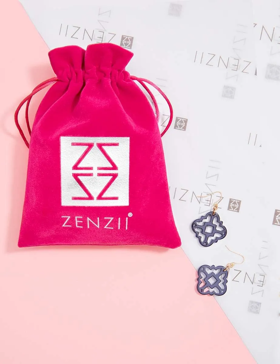 ZENZII Modern Mosaic Acrylic Resin Drop Dangle Earrings for Women Fashion Jewelry