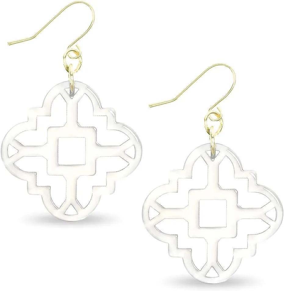 ZENZII Modern Mosaic Acrylic Resin Drop Dangle Earrings for Women Fashion Jewelry