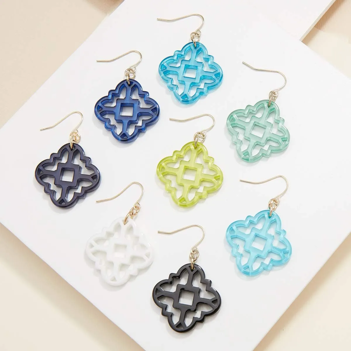 ZENZII Modern Mosaic Acrylic Resin Drop Dangle Earrings for Women Fashion Jewelry