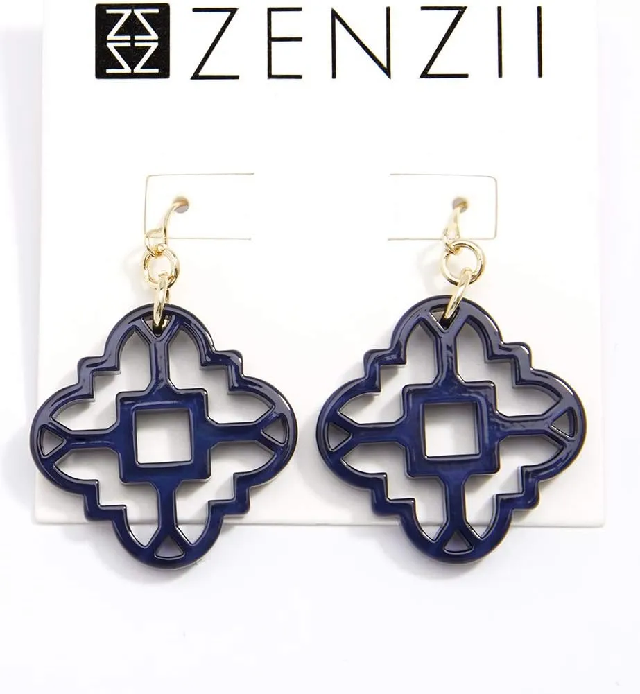 ZENZII Modern Mosaic Acrylic Resin Drop Dangle Earrings for Women Fashion Jewelry