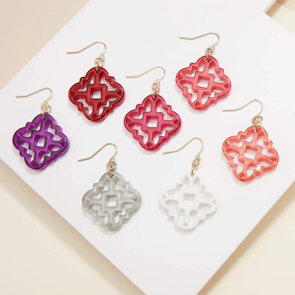 ZENZII Modern Mosaic Acrylic Resin Drop Dangle Earrings for Women Fashion Jewelry